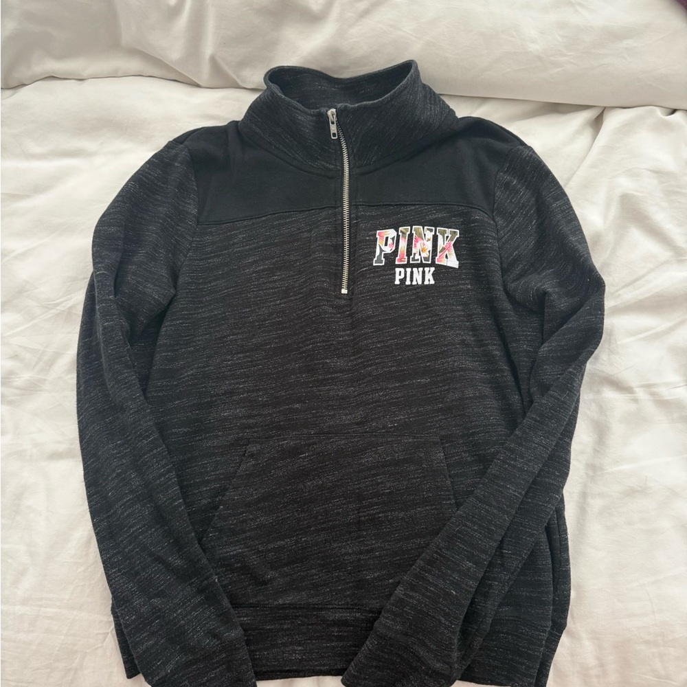 PINK Victoria's Secret Black Quarter-Zip Sweater